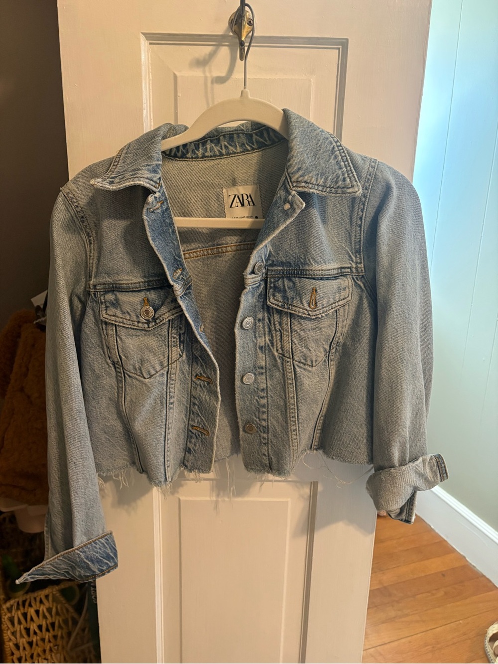 ZARA Light Wash Cropped Denim Jacket
